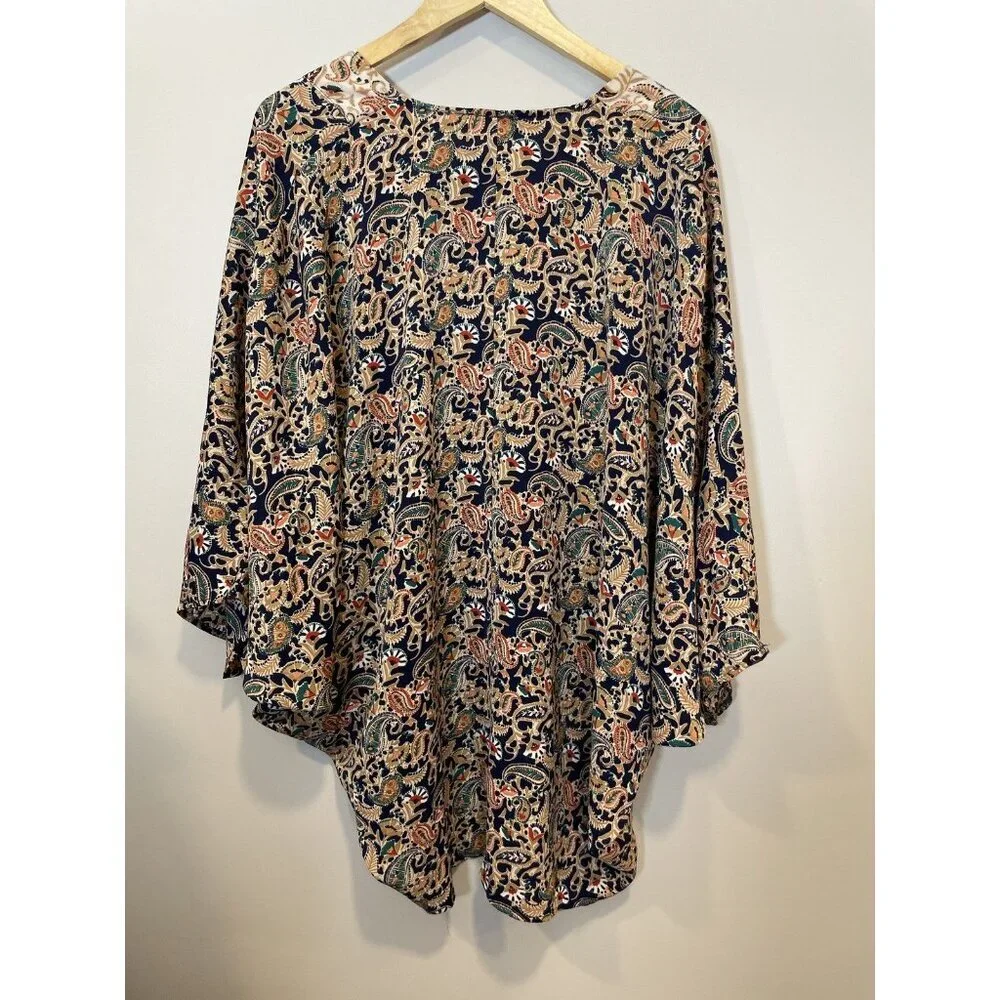 Entro Open Front Paisley Print SZ S Kimono Multicolor Lightweight Boho Festival - Picture 3 of 8
